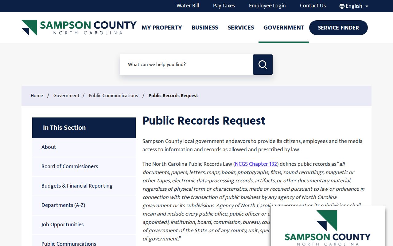 Sampson County released inmate records request process